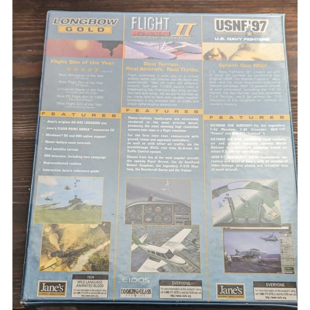 Vintage ULTIMATE FLIGHT SERIES 3 Flight Simulators PC CD Rom Set  Big Box - NEW